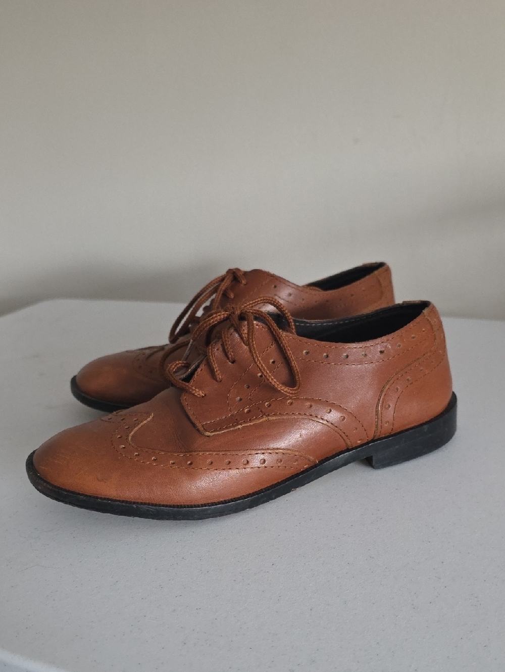 SERGIO CERRUTI | Leather Shoes Oxfords Cognac Brown Boys Sz 1